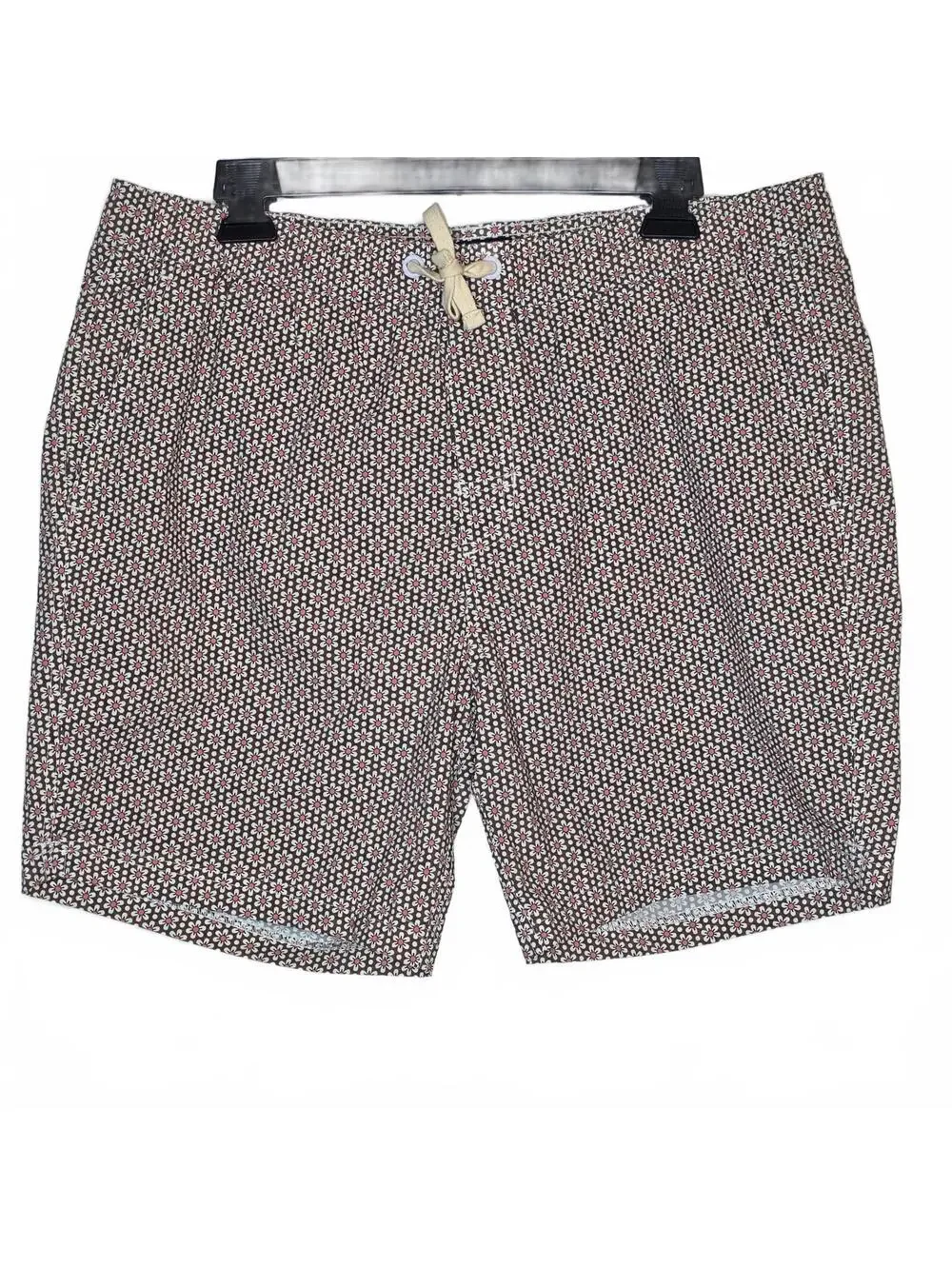 Johnnie-O Men's Brown Floral Daisy Print Swim Trunks Size L